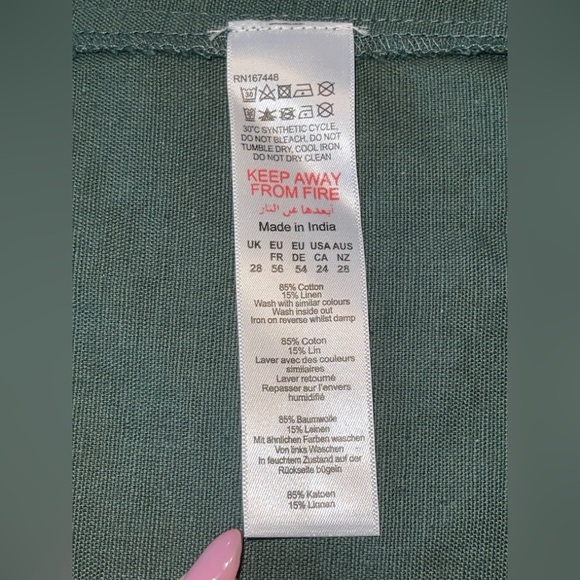 PrettyLittleThing Plus Green ORing Split Leg Midaxi Skirt NWT 24 linen blend - Picture 14 of 14